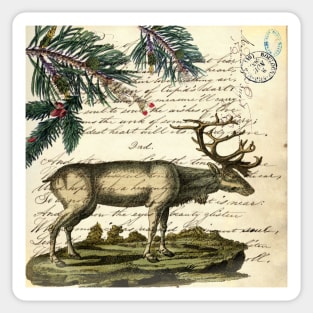 dark academia nordic scandinavian primitive christmas mountain animal bull elk Sticker